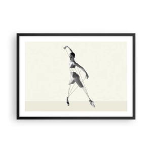 Poster in einem schwarzem Rahmen - Ballerina in geometrischer Interpretation mit Linien - 70x50cm - Im Theater der Welt - Moderne Wanddekoration für Wohnzimmer und Schlafzimmer ARTTOR