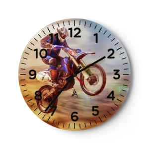 Wanduhr - Glasuhr - Motorradschwindel - 40x40 cm