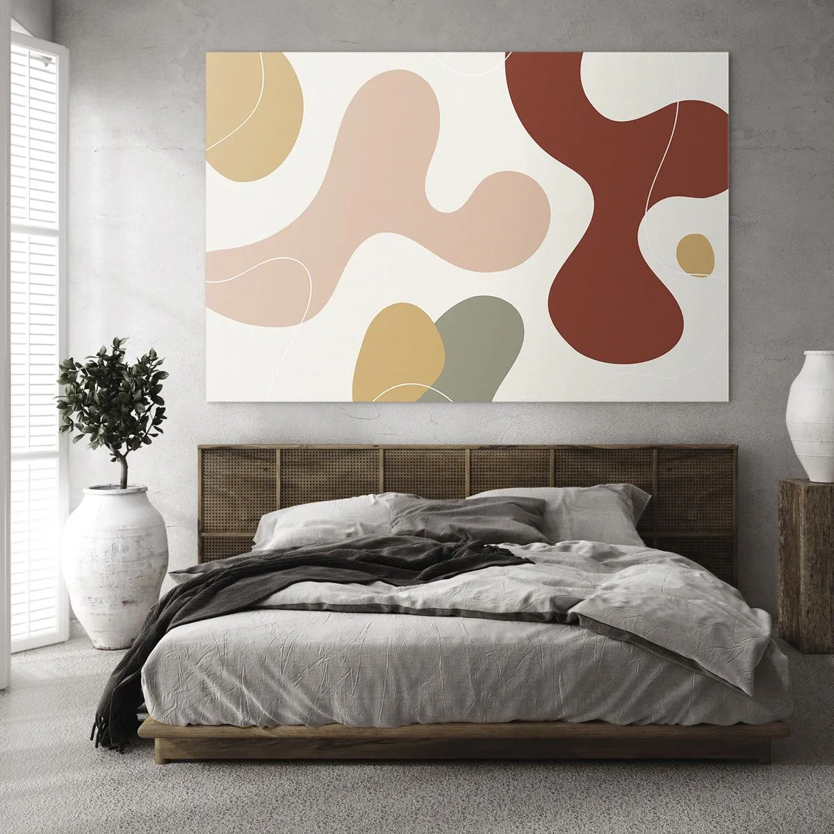 Glasbild - Bild auf glas - Abstrakte Komposition organischer Formen - 70x50cm - Kringel oder Schnörkel? - Moderne Wanddekoration für Wohnzimmer und Schlafzimmer ARTTOR