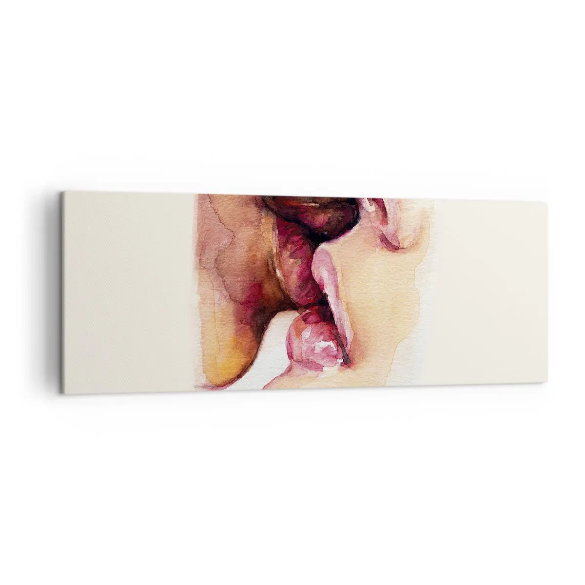 Bild auf Leinwand - Leinwandbild - Ein Aquarell einer Nahaufnahme eines Gesichts - 140x50cm - Wie Tag und Nacht, Erde und Himmel - Moderne Wanddekoration für Wohnzimmer und Schlafzimmer ARTTOR