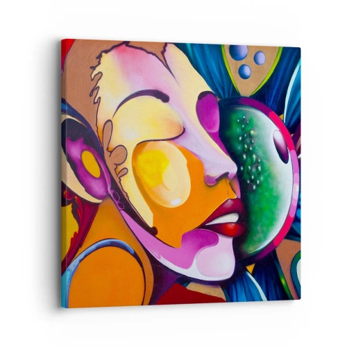 Bild auf Leinwand - Leinwandbild - Mit Farbe berühren - 30x30 cm