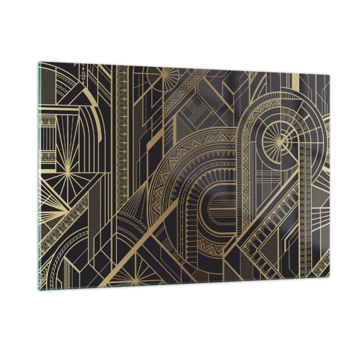 Glasbild - Bild auf glas - Geometrisches Art-Deco-Muster in Gold und Schwarz - 120x80cm - Konzepte, Ideen, Pläne - Moderne Wanddekoration für Wohnzimmer und Schlafzimmer ARTTOR