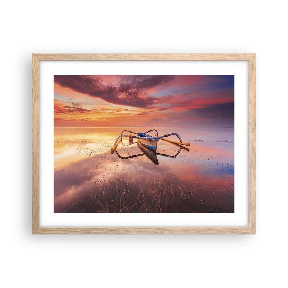 Poster in einem Rahmen aus heller Eiche - Die Ruhe eines tropischen Abends - 50x40 cm