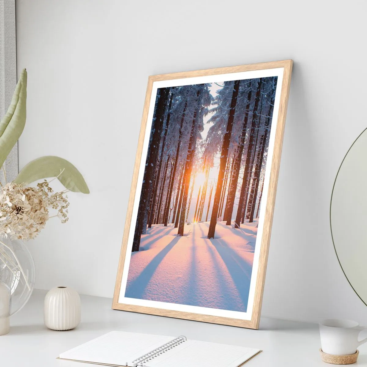 Poster in einem Rahmen aus heller Eiche - Ganz klar schwarz auf weiß - 30x40 cm