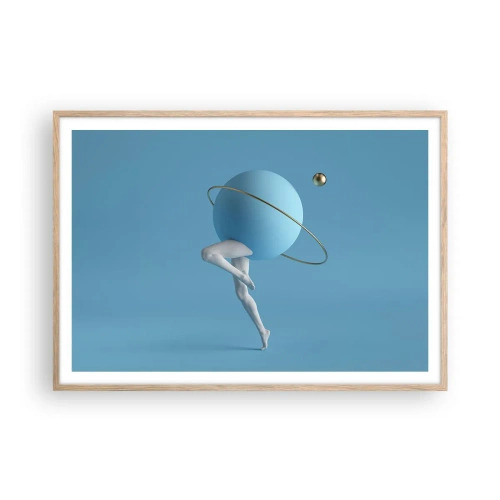 Poster in einem Rahmen aus heller Eiche - Und die Planeten spielen verrückt - 100x70 cm