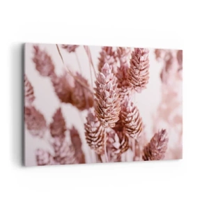 Bild auf Leinwand - Leinwandbild - Eine Nahaufnahme der zarten rosa Ähren von Ziergräsern - 120x80cm - Scheinbar unauffällig - Moderne Wanddekoration für Wohnzimmer und Schlafzimmer ARTTOR