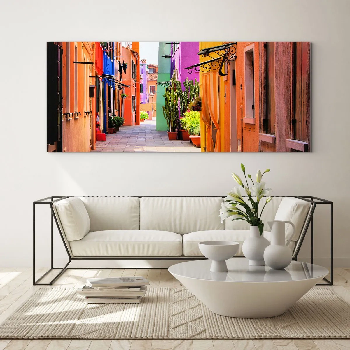 Glasbild - Bild auf glas - Regenbogengasse - 90x30 cm