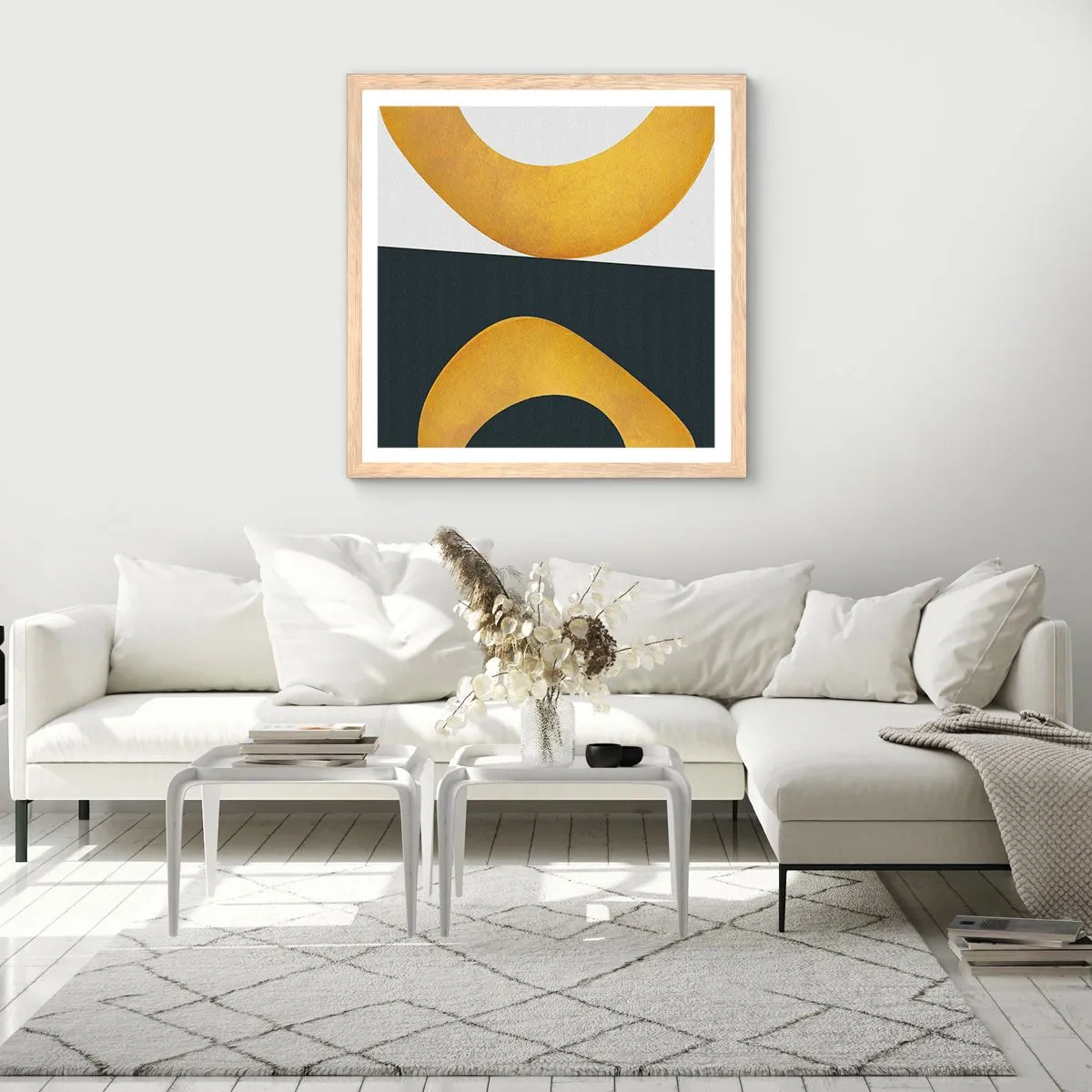 Poster in einem Rahmen aus heller Eiche - Erstens: Gold - 30x30 cm