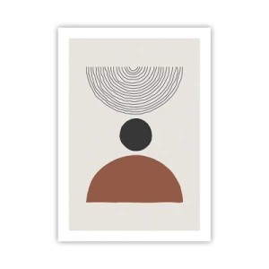 Poster - Geometrisches Motiv mit Halbkreis und Linien auf hellem Hintergrund - 50x70cm - Das Zentrum der Aufmerksamkeit - Moderne Wanddekoration für Wohnzimmer und Schlafzimmer ARTTOR