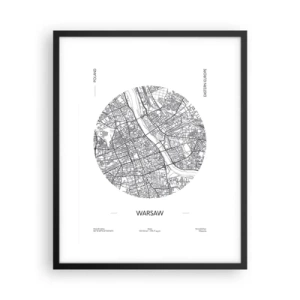 Poster in einem schwarzem Rahmen - Anatomie von Warschau - 40x50 cm
