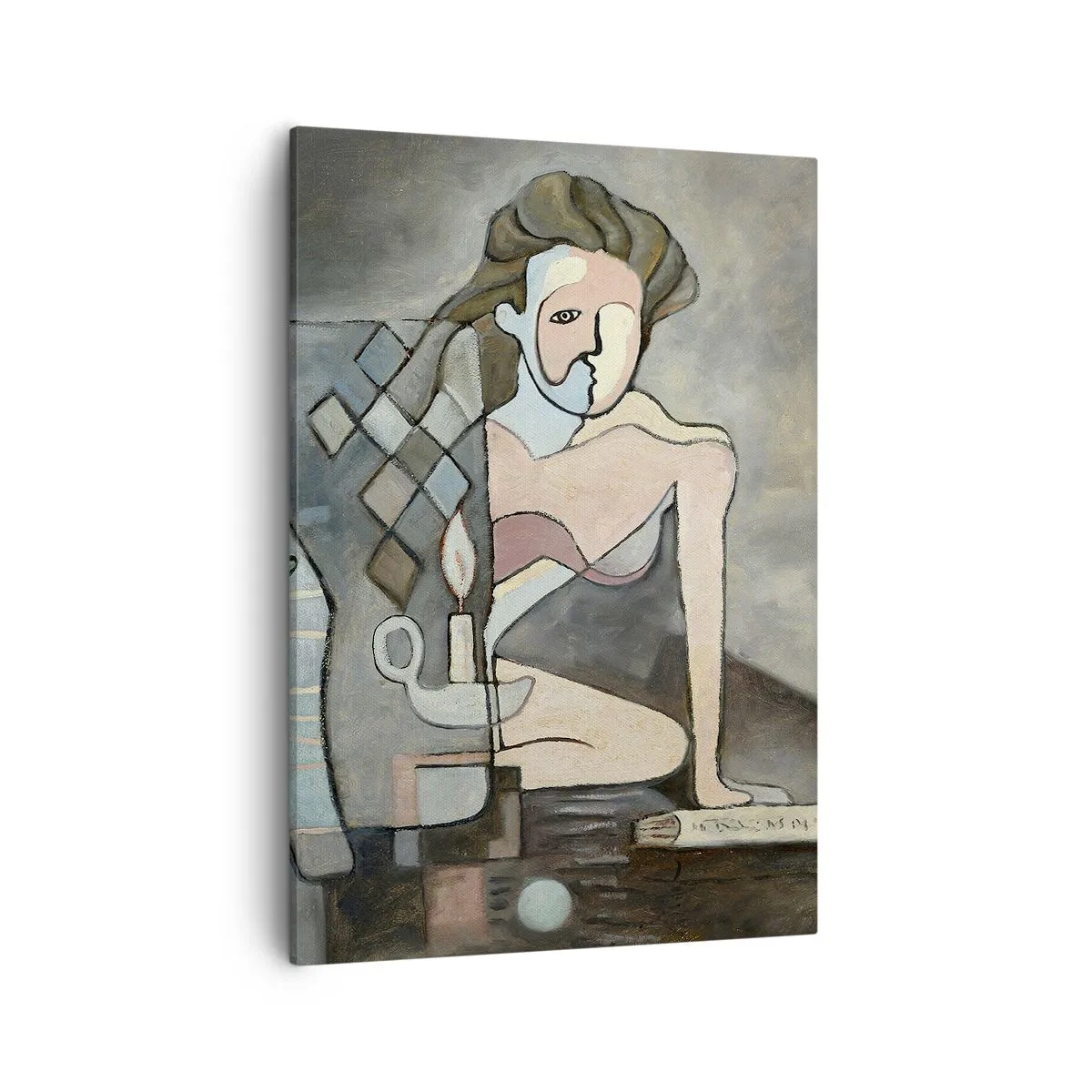 Bild auf Leinwand - Leinwandbild - Abstrakte Figuren in einer symbolischen Komposition mit tiefer Bedeutung - 50x70cm - Mosaik aus Geist und Materie - Moderne Wanddekoration für Wohnzimmer und Schlafzimmer ARTTOR