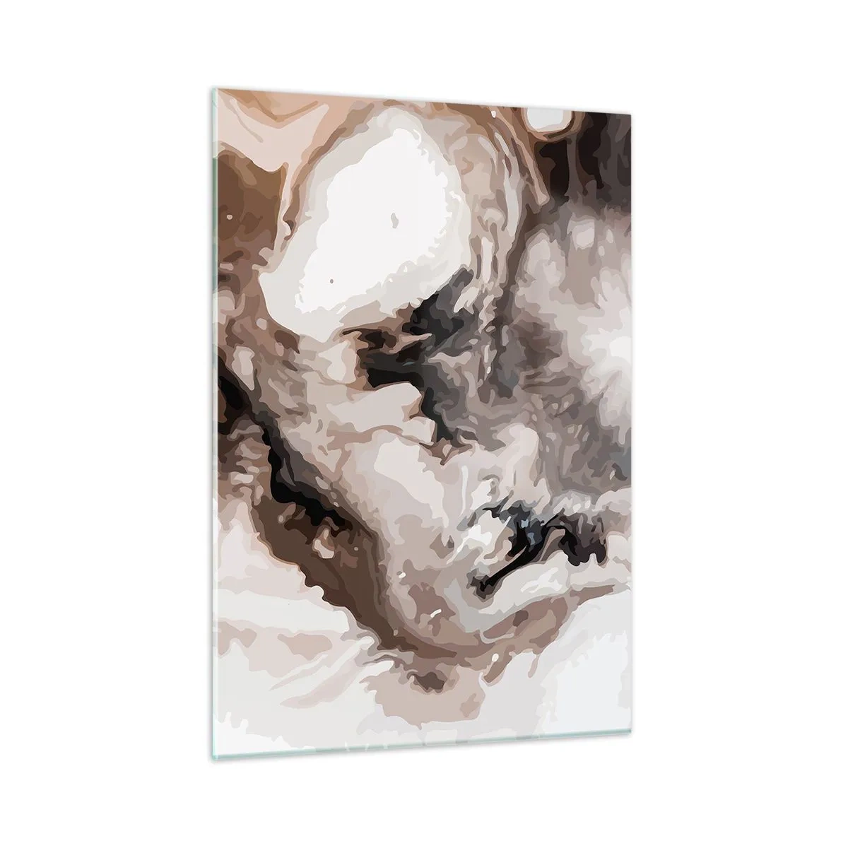 Glasbild - Bild auf glas - Abstraktes Muster in Braun-, Beige- und Weißtönen - 50x70cm - Die Geburt einer Galaxie - Moderne Wanddekoration für Wohnzimmer und Schlafzimmer ARTTOR