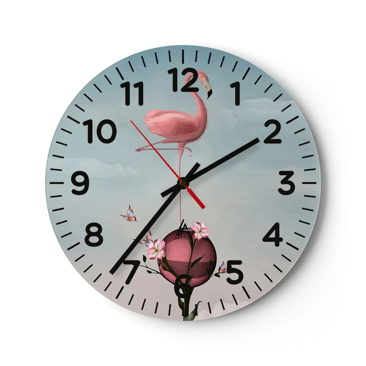 Wanduhr - Glasuhr - Basketball-Allegorie - 30x30 cm