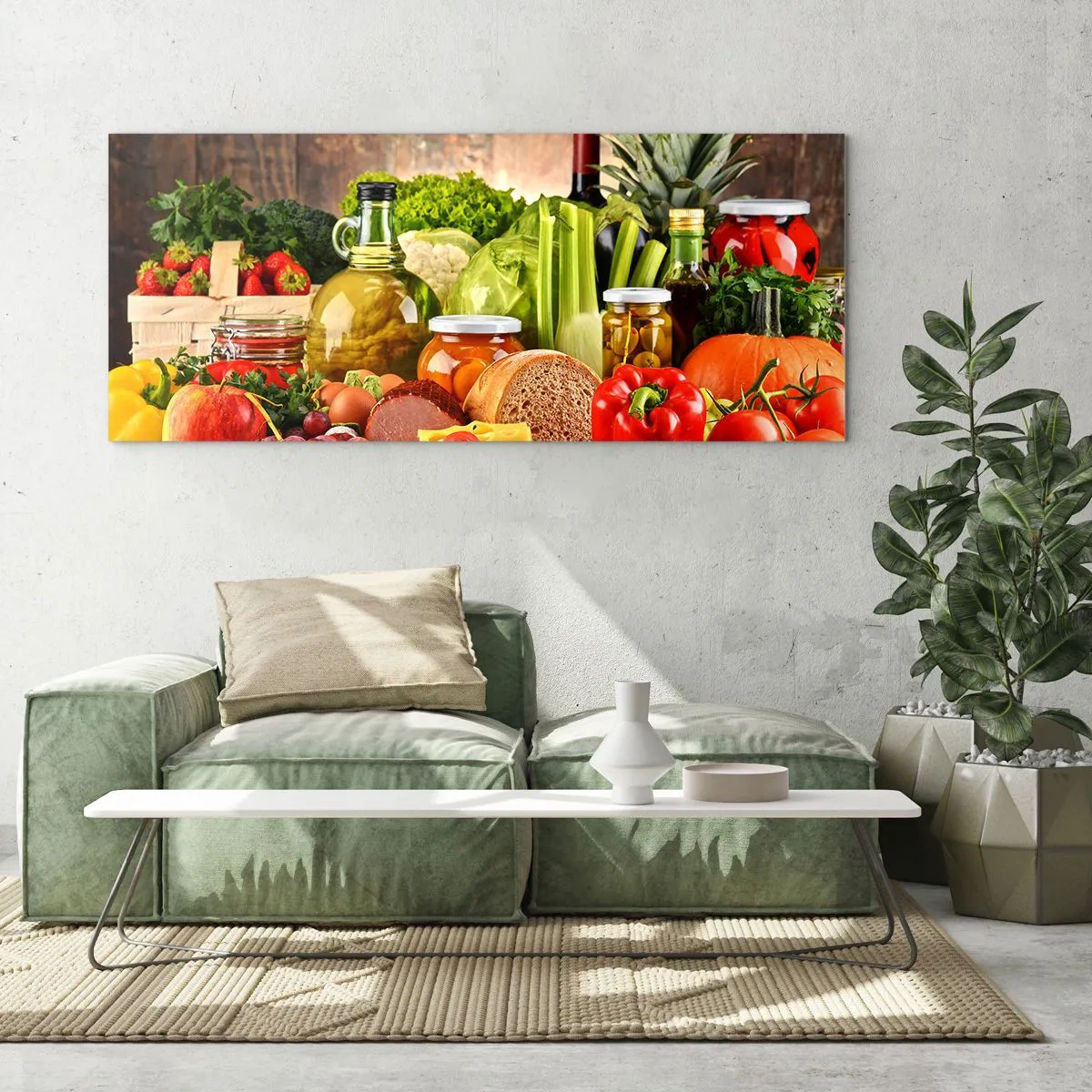 Glasbild - Bild auf glas - Geräuchert, gebacken und eingelegt - 100x40 cm