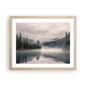 Poster in einem Rahmen aus heller Eiche - In Reflexion, im Nebel - 50x40 cm