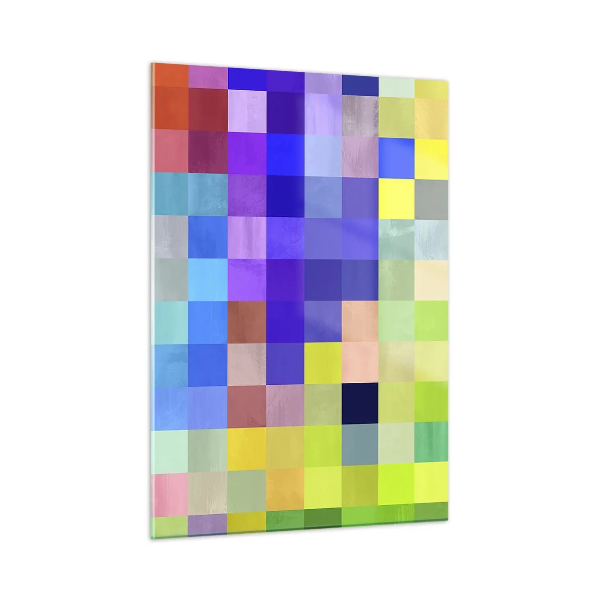 Glasbild - Bild auf glas - Bunte geometrische Blöcke in hellen und lebendigen Farbtönen - 50x70cm - Alle anderen, alle gleich - Moderne Wanddekoration für Wohnzimmer und Schlafzimmer ARTTOR