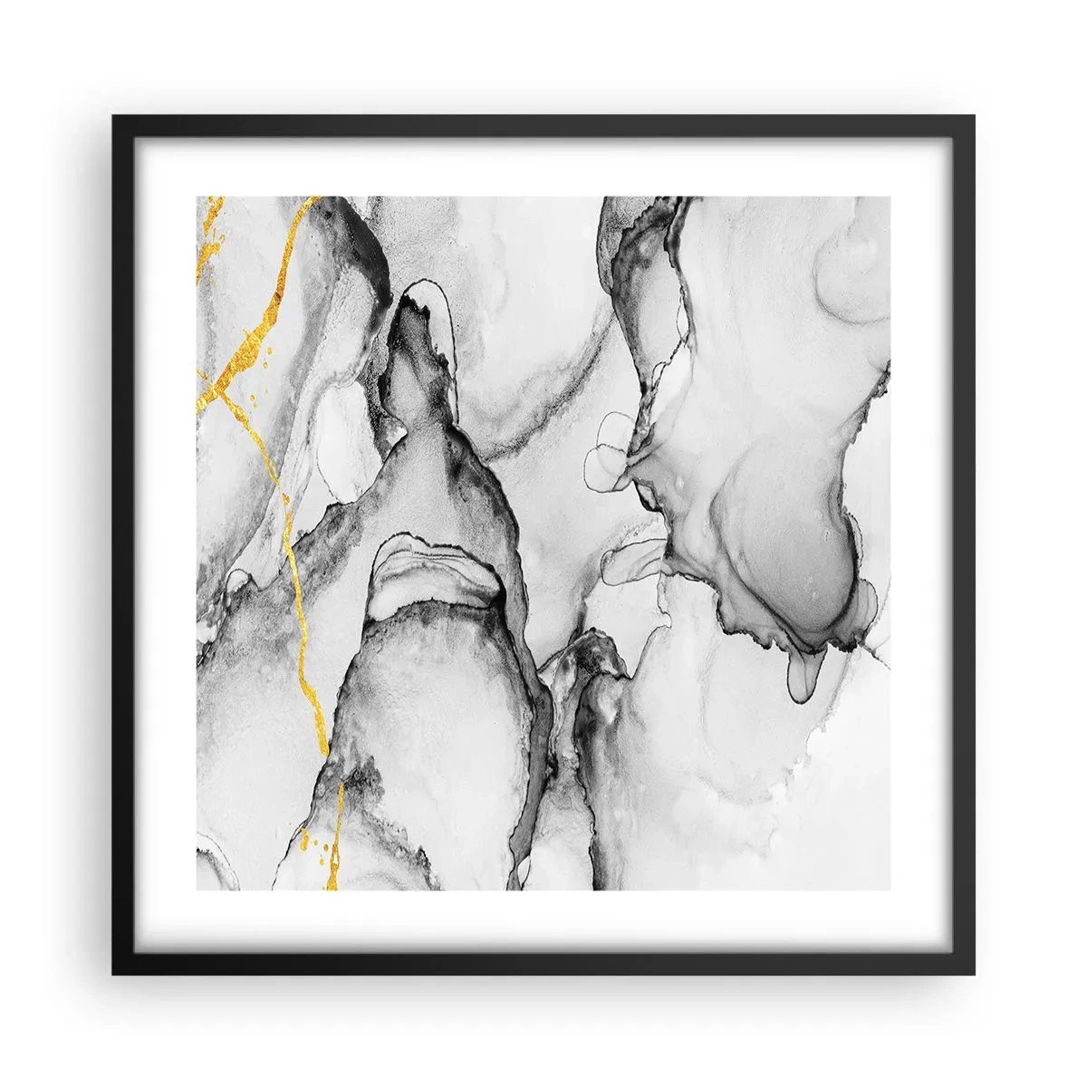 Poster in einem schwarzem Rahmen - Komposition mit Goldmotiv - 50x50 cm