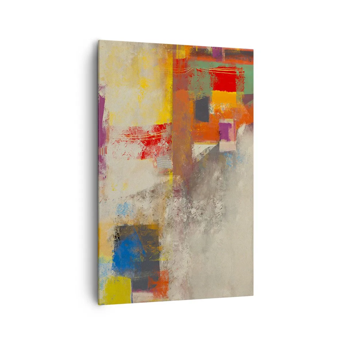 Bild auf Leinwand - Leinwandbild - Bunte Abstraktion mit geometrischen Formen - 80x120cm - Geometrie der Farben - Moderne Wanddekoration für Wohnzimmer und Schlafzimmer ARTTOR