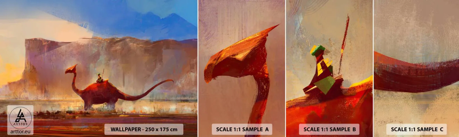 Fototapeten Muster Selbstklebend Deluxe Sticker - Wenn sie nicht ausgestorben wären - Abstraktion, Dinosaurier, Fantasie - 100x30 cm