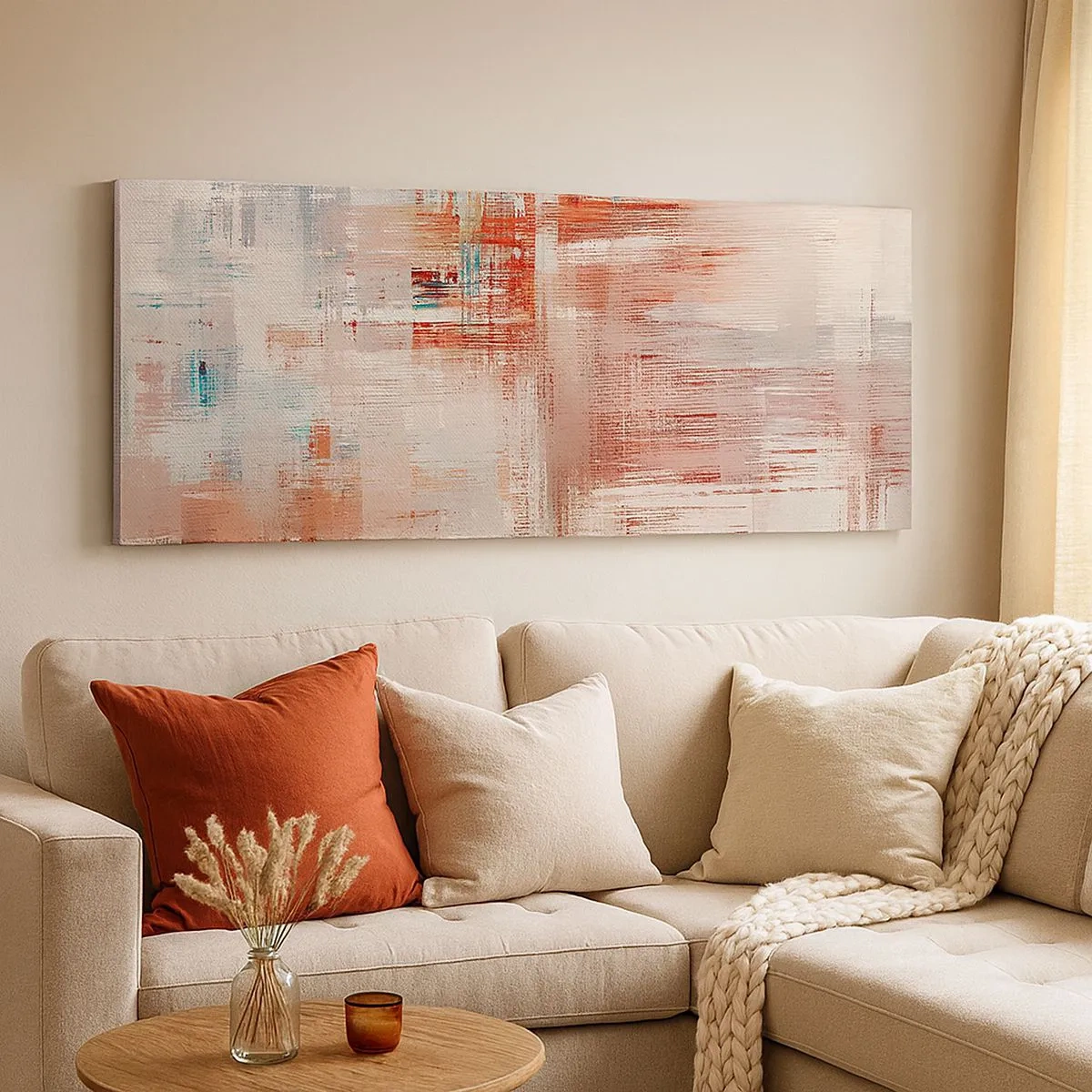 Bild auf Leinwand - Leinwandbild - Dunstig. Aber rosa - 100x40 cm