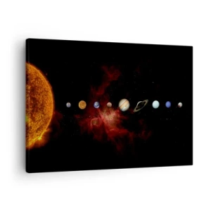 Bild auf Leinwand - Leinwandbild - Das Sonnensystem mit Planeten vor dem Hintergrund des Weltraums - 70x50cm - Unsere Nachbarschaft - Moderne Wanddekoration für Wohnzimmer und Schlafzimmer ARTTOR
