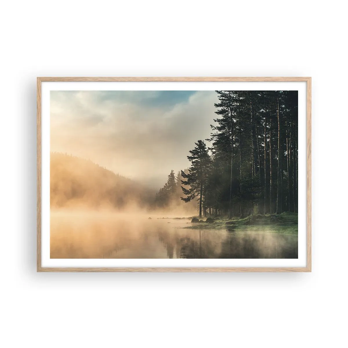 Poster in einem Rahmen aus heller Eiche - Die Geburt des Tages - 100x70 cm