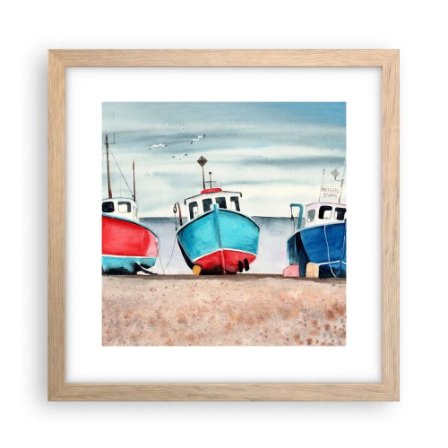 Poster in einem Rahmen aus heller Eiche - Bereit zum Fang - 30x30 cm