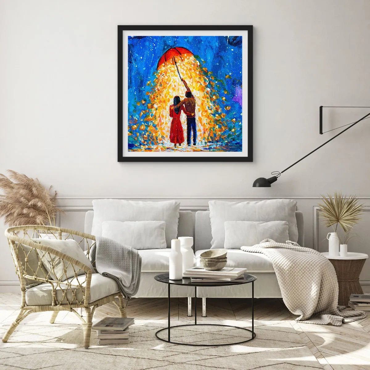 Poster in einem schwarzem Rahmen - Zauber eines Regenabends? - 30x30 cm