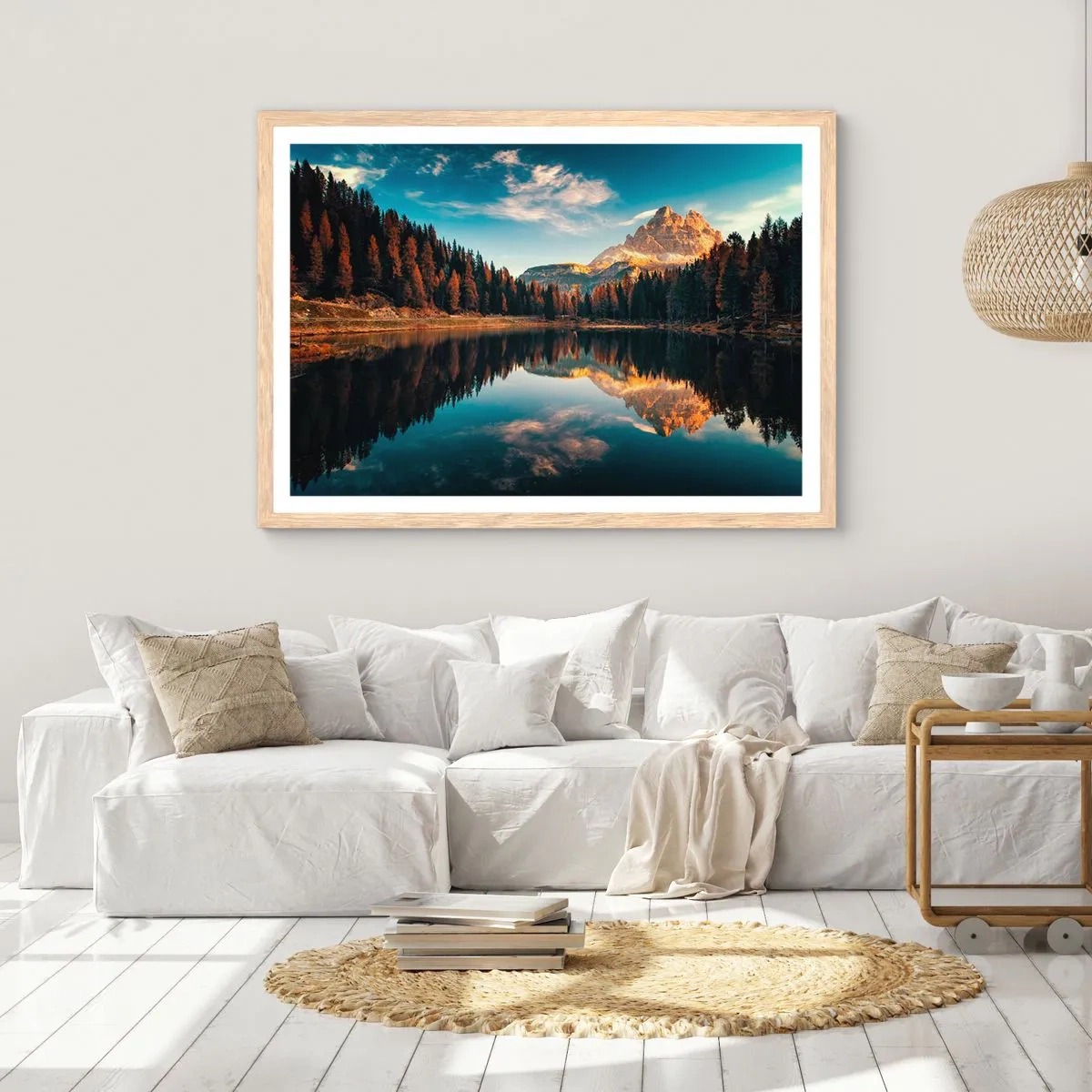 Poster in einem Rahmen aus heller Eiche - Doppelte Landschaft - 100x70 cm