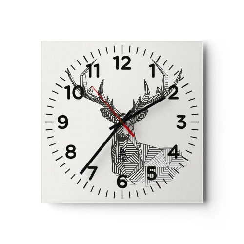 Wanduhr - Glasuhr - Ein Hirsch im kubistischen Stil - 40x40 cm