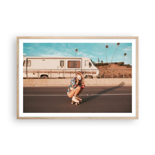 Poster in einem Rahmen aus heller Eiche - Lächel bitte! - 91x61 cm