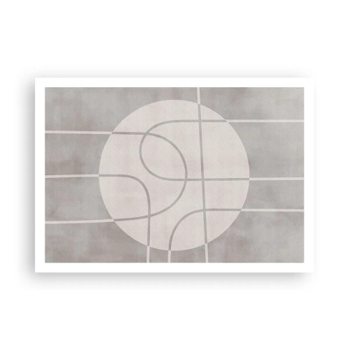 Poster - Geometrisches Muster in Grau- und Weißtönen - 100x70cm - Kreisförmig und geradeaus - Moderne Wanddekoration für Wohnzimmer und Schlafzimmer ARTTOR