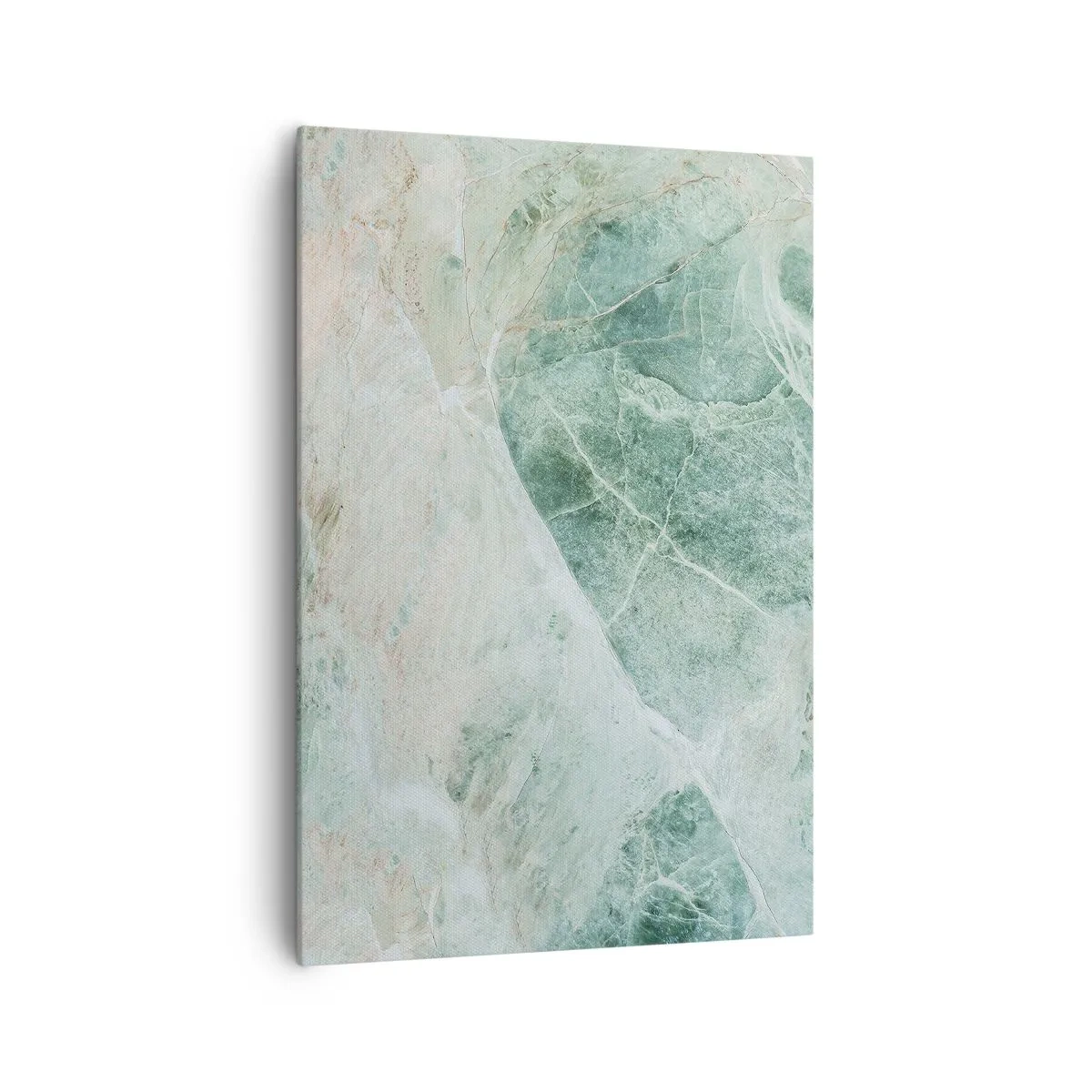 Bild auf Leinwand - Leinwandbild - Grüner Marmor mit zarten weißen Adern - 70x100cm - Edle Kälte des Steins - Moderne Wanddekoration für Wohnzimmer und Schlafzimmer ARTTOR