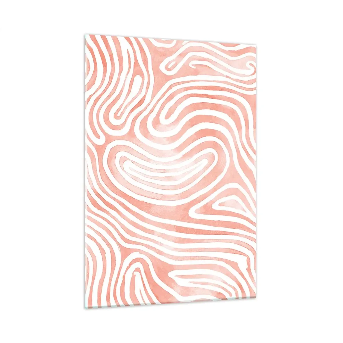 Glasbild - Bild auf glas - Abstraktes Muster in Weiß- und Korallentönen - 50x70cm - Im Korallenlabyrinth - Moderne Wanddekoration für Wohnzimmer und Schlafzimmer ARTTOR