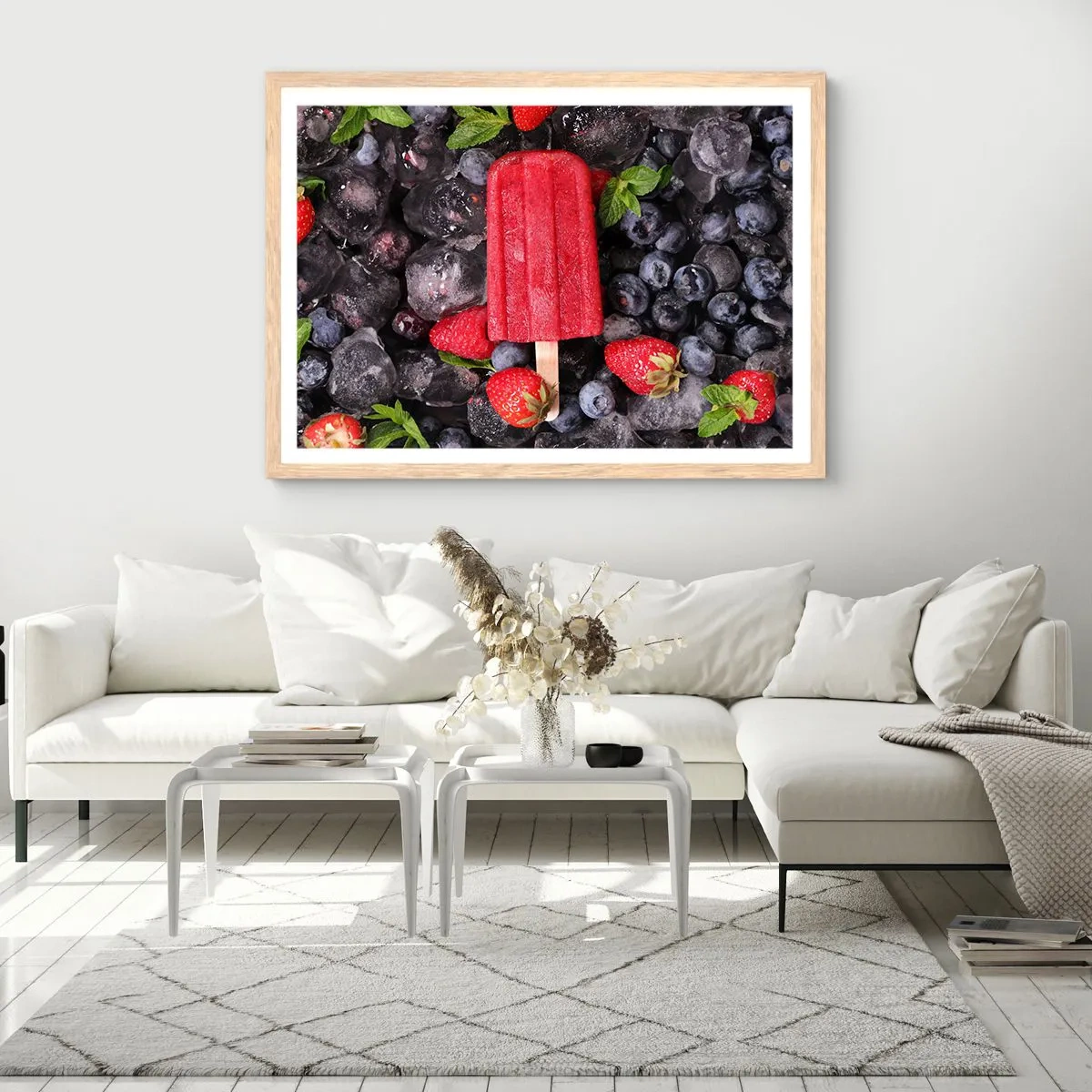 Poster in einem Rahmen aus heller Eiche - So schmeckt der heiße Sommer - 70x50 cm