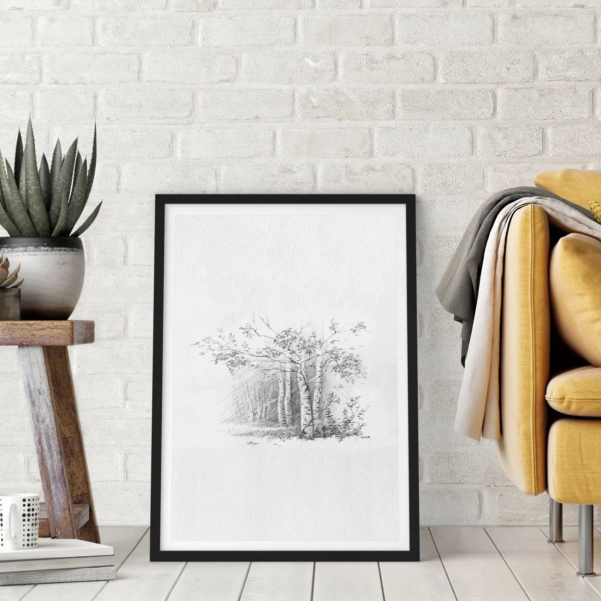 Poster in einem schwarzem Rahmen - Das Licht des Birkenwaldes - 30x40 cm