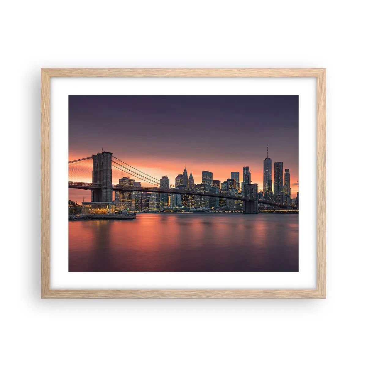 Poster in einem Rahmen aus heller Eiche - Eingetaucht in lila Stille - 50x40 cm