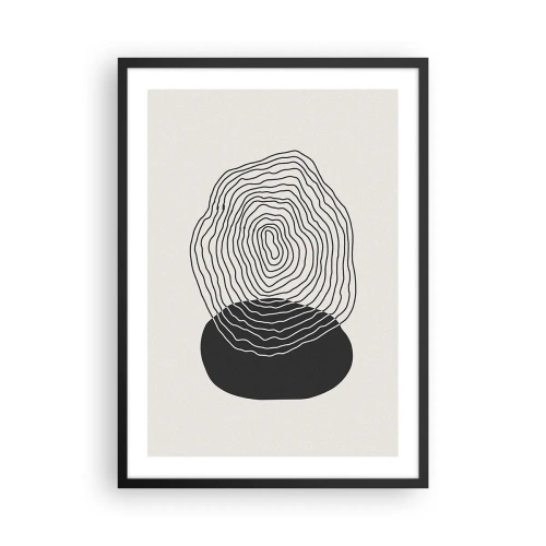 Poster in einem schwarzem Rahmen - Schwarze Linien bilden eine abstrakte Form auf hellem Hintergrund - 50x70cm - Dauer und Schwingung - Moderne Wanddekoration für Wohnzimmer und Schlafzimmer ARTTOR