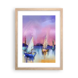 Poster in einem Rahmen aus heller Eiche - Richtung: breites Wasser - 30x40 cm