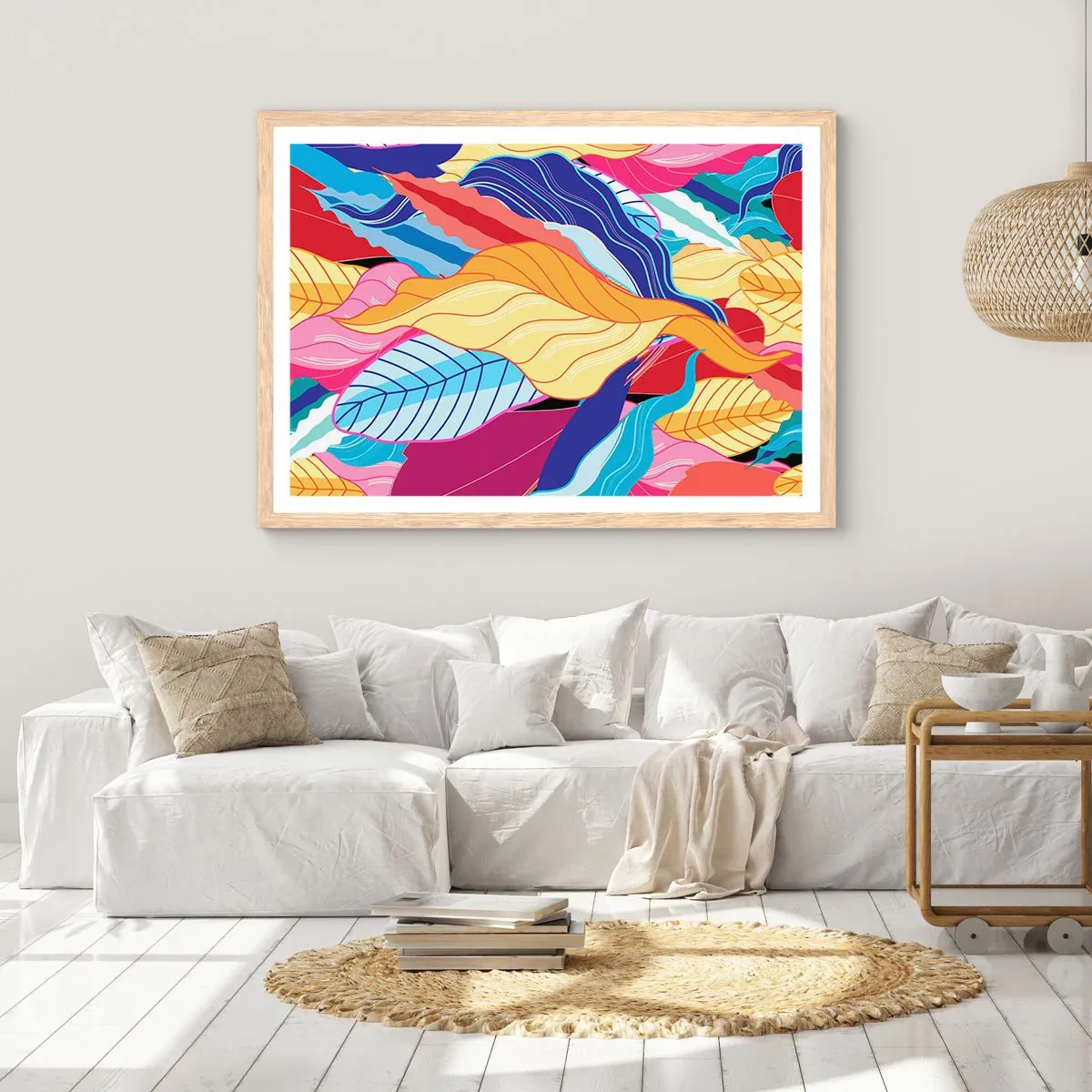 Poster in einem Rahmen aus heller Eiche - Buntes Durcheinander - 40x30 cm