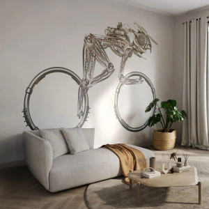 Fototapete Premium Sand - Ein Steampunk-Fahrrad im futuristischen mechanischen Stil - 100x70cm - Eine tolle Maschine - Moderne Wanddekoration für Wohnzimmer und Schlafzimmer ARTTOR