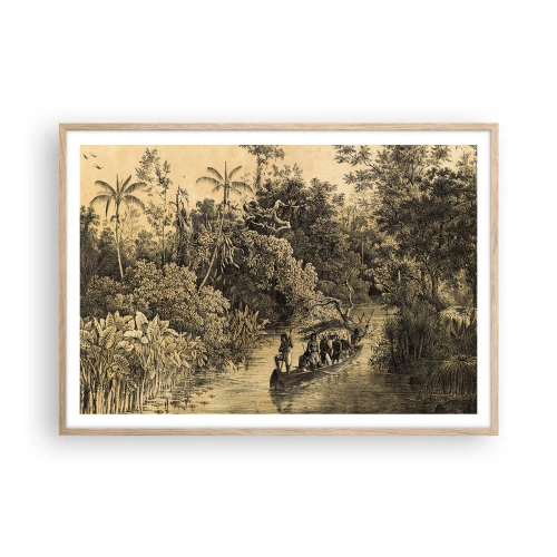 Poster in einem Rahmen aus heller Eiche - Expedition zur Quelle - 100x70 cm