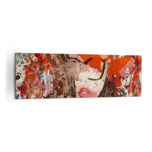 Bild auf Leinwand - Leinwandbild - Abstraktes Frauenporträt in intensiven Farben - 160x50cm - Niemand weiß, was du wirklich bist - Moderne Wanddekoration für Wohnzimmer und Schlafzimmer ARTTOR