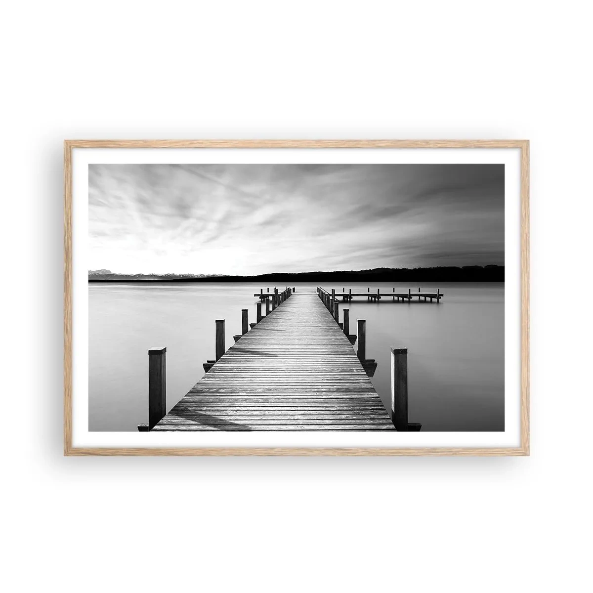 Poster in einem Rahmen aus heller Eiche - An der Wasserstelle - Ruhe - 91x61 cm