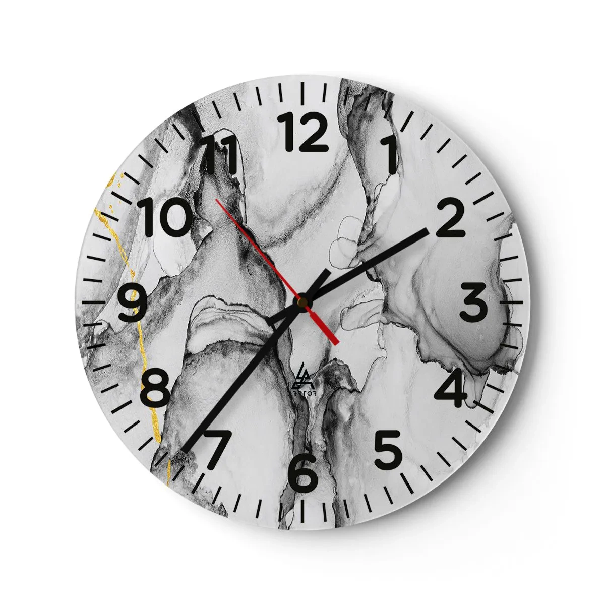 Wanduhr - Glasuhr - Komposition mit Goldmotiv - 30x30 cm