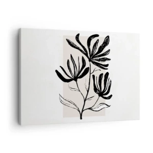 Bild auf Leinwand - Leinwandbild - Minimalistisches schwarz-weißes Blumenmotiv - 70x50cm - Skizze für das Herbarium - Moderne Wanddekoration für Wohnzimmer und Schlafzimmer ARTTOR
