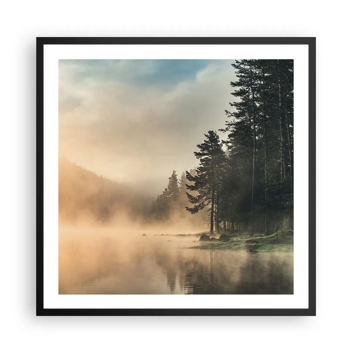 Poster in einem schwarzem Rahmen - Die Geburt des Tages - 60x60 cm