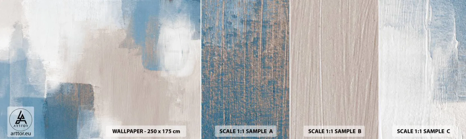 Fototapetenmuster Standard Eco - Rosa Abstraktion hinter einem blauen Vorhang - Stück, Zeitgenössisch, Farben - 100x30 cm