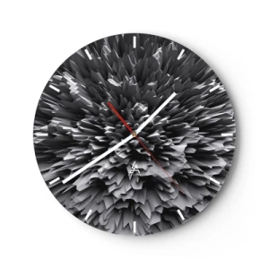 Wanduhr - Glasuhr - Abstrakte schwarz-weiße 3D-Komposition in Form einer Explosion - 30x30cm - Härter kann es nicht werden - Moderne Wanddekoration für Wohnzimmer, Küche und Schlafzimmer ARTTOR