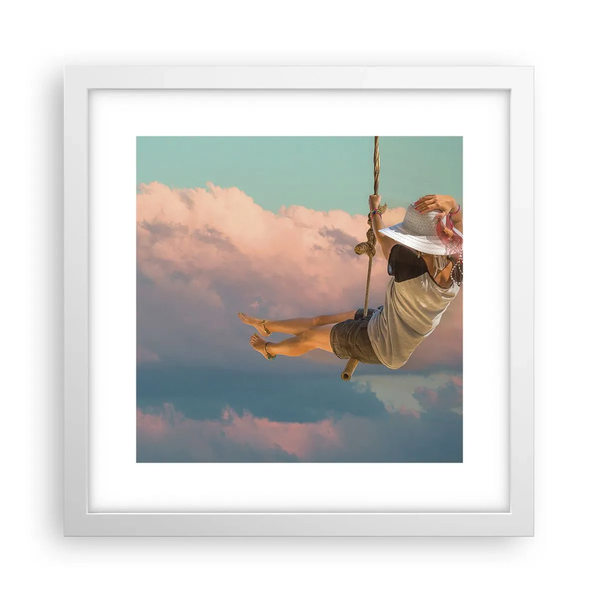 Poster in einem weißen Rahmen - Spaß in den Wolken - 30x30 cm